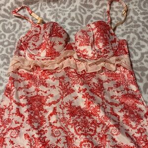 Victoria's Secret Red and Cream Lace Chemise